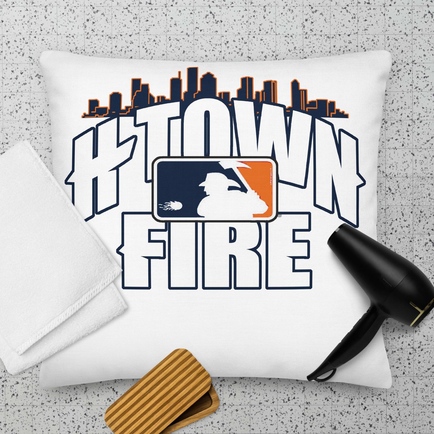 HTOWN FIRE MADE ASTROS THEMED Premium Pillow