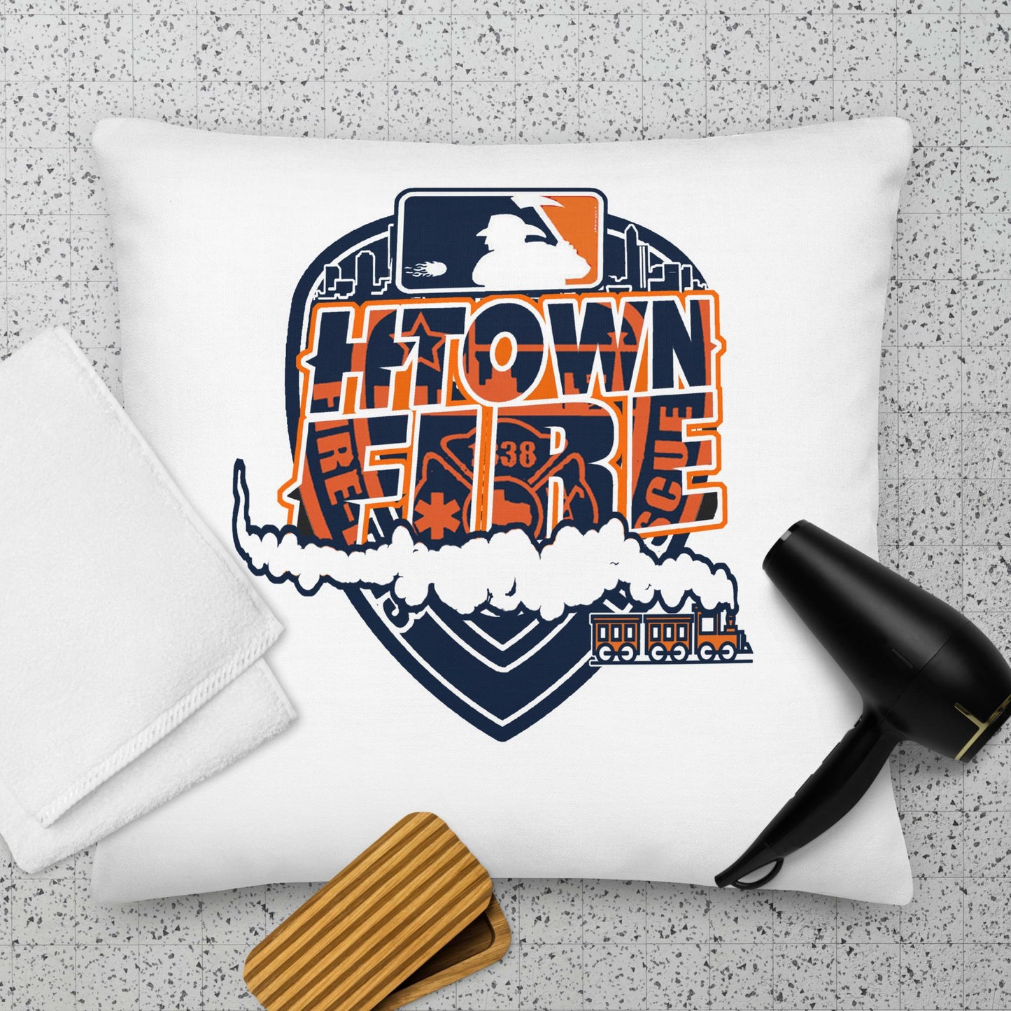 HTOWN FIRE MADE ASTROS THEMED Premium Pillow