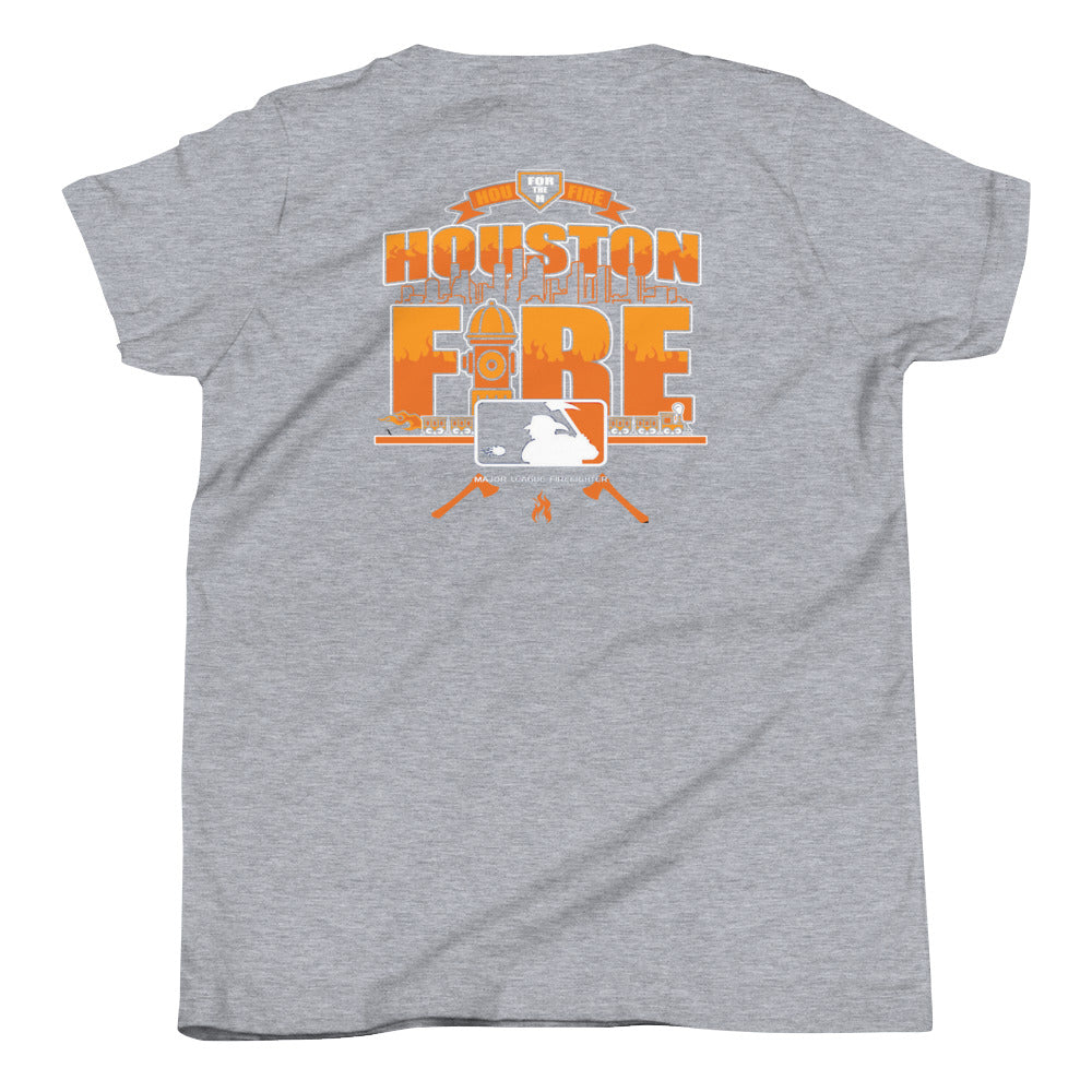 Houston fire baseball themed Youth Short Sleeve T-Shirt