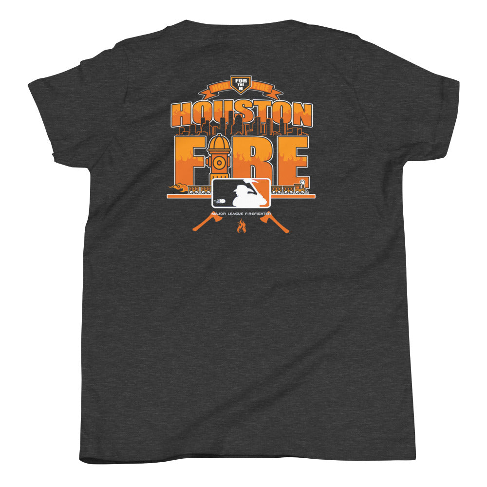 Houston fire baseball themed Youth Short Sleeve T-Shirt