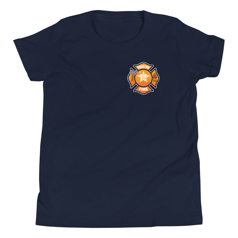 Houston fire baseball themed Youth Short Sleeve T-Shirt